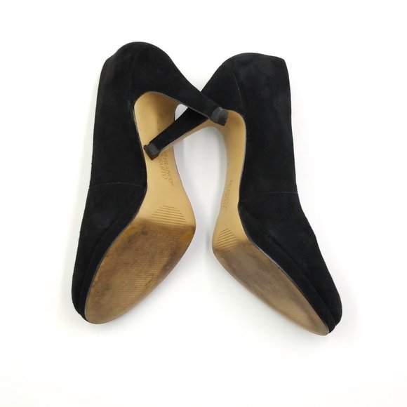 Women's Black Suede High Heel Shoes - Picture 7 of 8